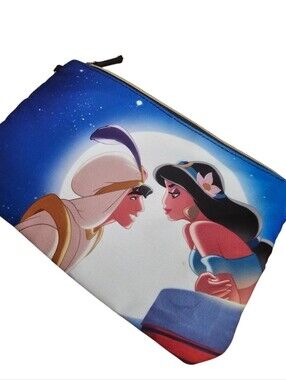 Blue Printed Zip Pouch Bag
